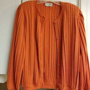 Orange Pleated Cardigan